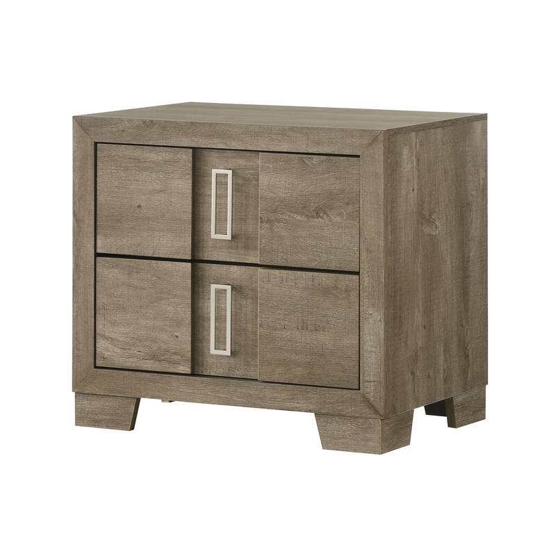 Dawson Light Brown Wood Slim Profile 2 Drawer Nightstand