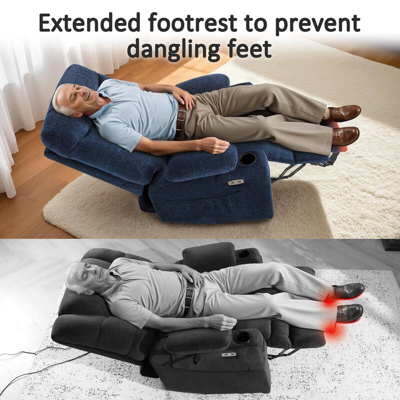 MCombo Wide Power Lift Recliner Chair with Extended Footrest for Big Elderly People, Fabric R7289