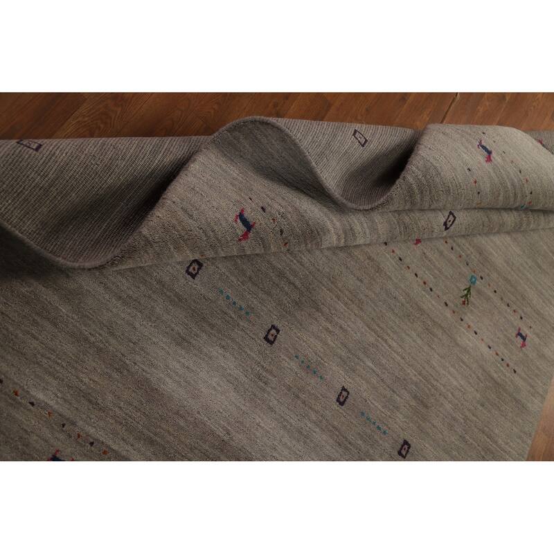 Animals Tribal Gabbeh Area Rug Hand-Knotted Wool Carpet - 5'3" x 7'7"