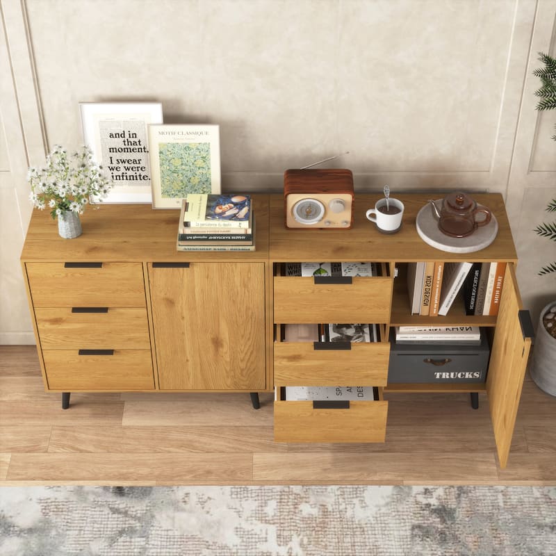 Modern Storage Cabinet with 3 Drawers and Adjustable Shelf for Living Room, Home Office, Entryway