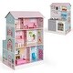 preview thumbnail 1 of 5, 2-In-1 Double Sided Kids Kitchen Playset and Dollhouse with Furniture - 25" x 19" x 38.5" (L x W x H)