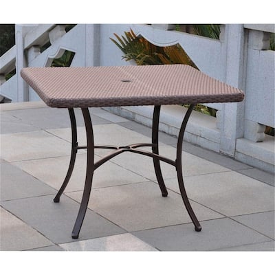 Square Dining Table - Resin Wicker Aluminum Outdoor Patio Table 36 Inch - Rust Resistant - 39