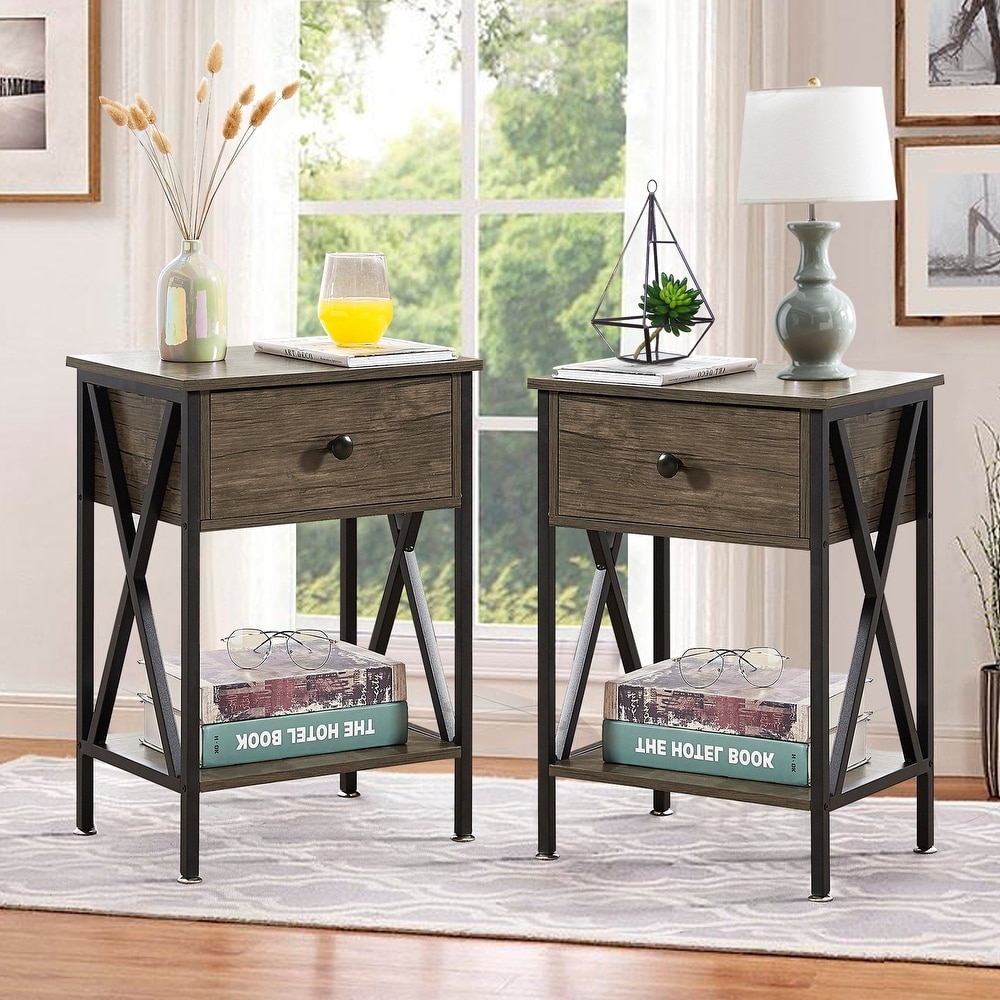 Gray nightstands set of 2 sale