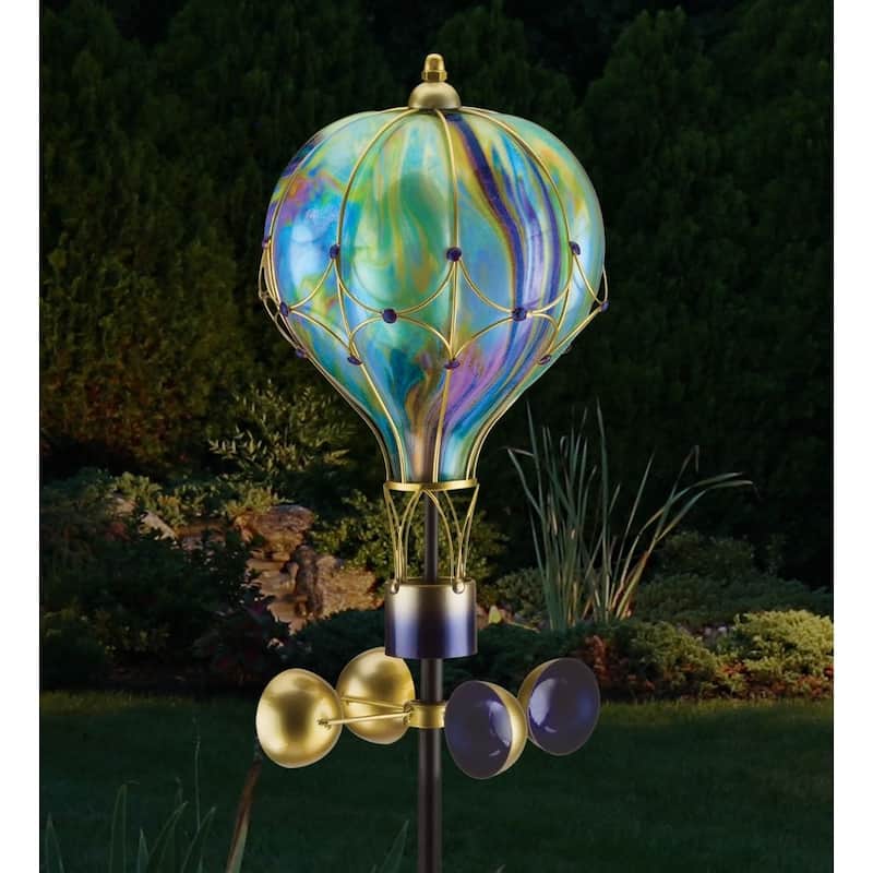 Swirl Balloon Spinner Solar Stake - Green