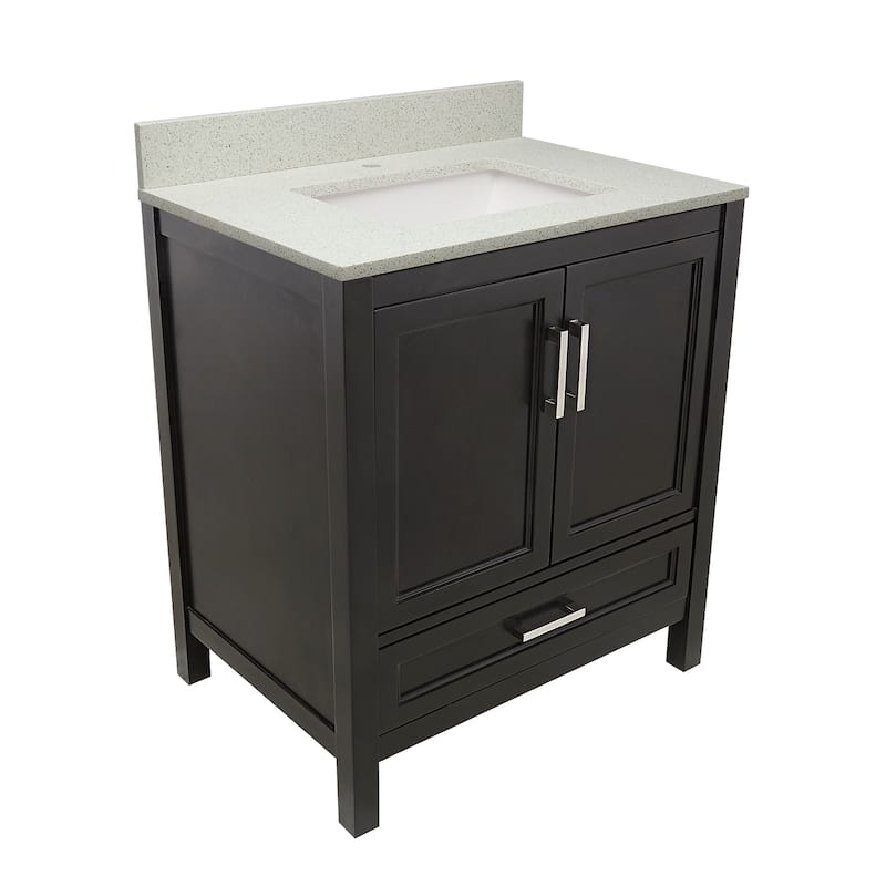 Nevado 31" Bathroom Vanity in Espresso with Quartz Stone Vanity Top Sink w/ Backsplash in Galaxy White Single Hole