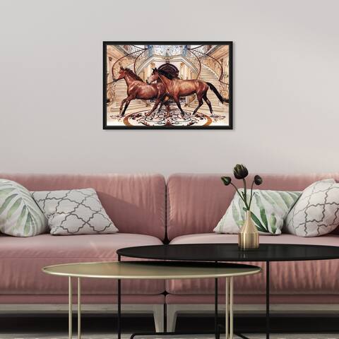 Oliver Gal 'Luxurious Equine Room' Animals Brown Wall Art Canvas Print
