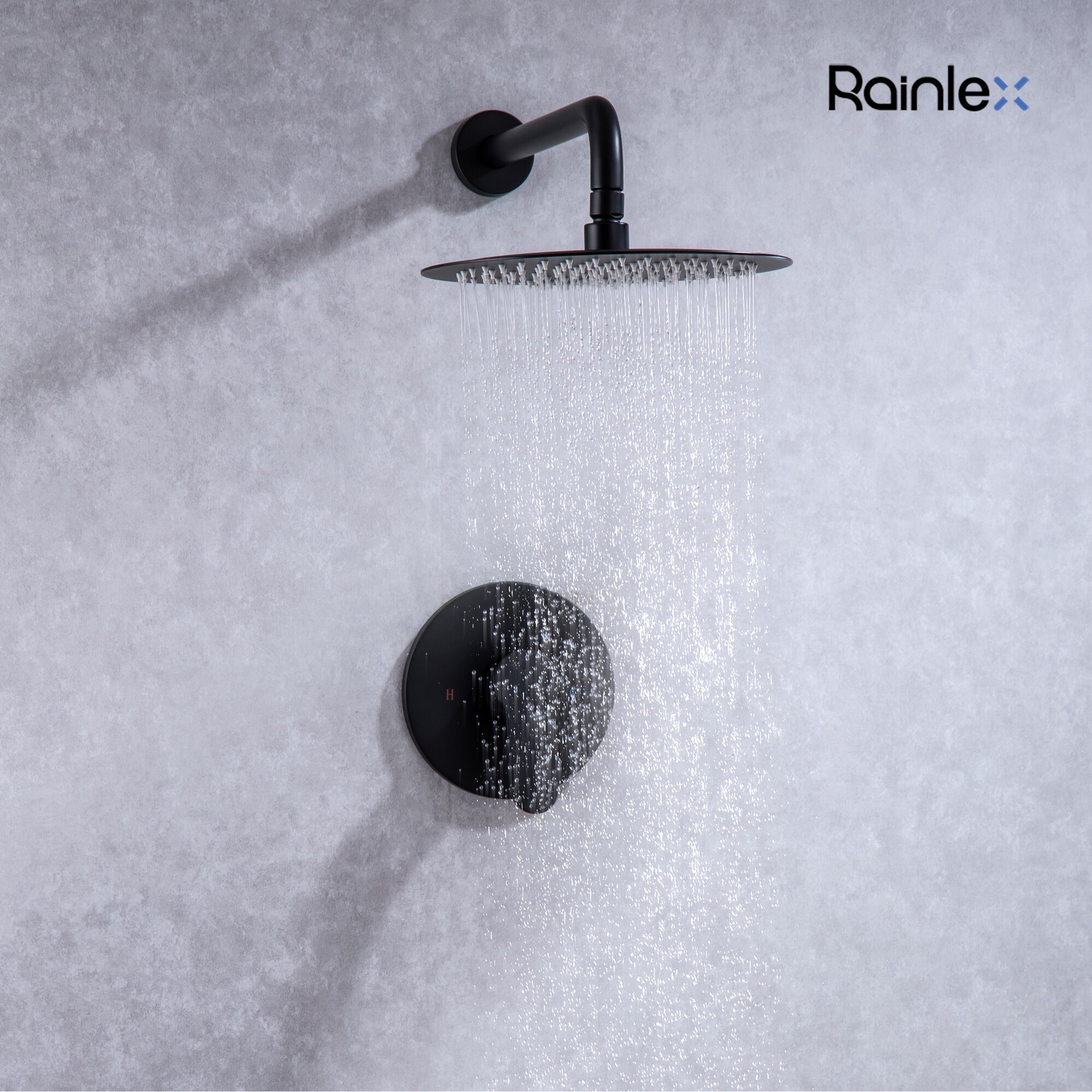 Rainlex Wall-Mounted Rainfall Shower Head Matte Black Shower Fixture