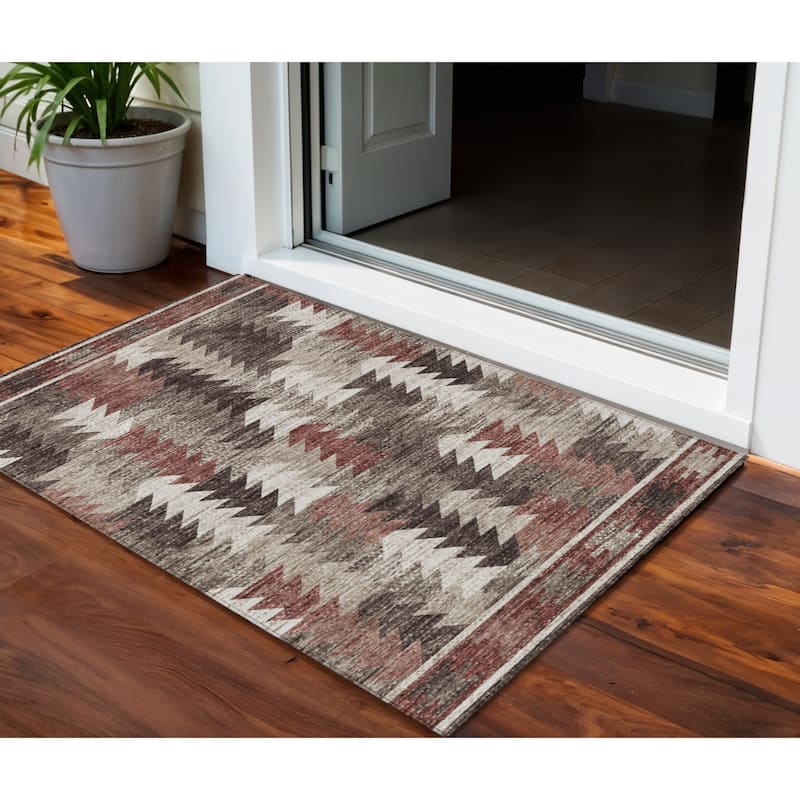 HomeRoots Southwestern Transitional Rectangle Outdoor Rug - 3' x 5'