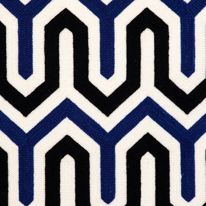 HomeRoots 18" X 18" Blue And White 100% Cotton Geometric Zippered Pillow