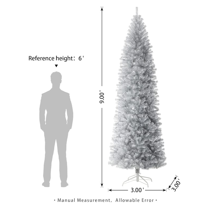 Glitzhome 7.5FT/9FT Black/Silver Unlit Tinsel Artificial Christmas Trees