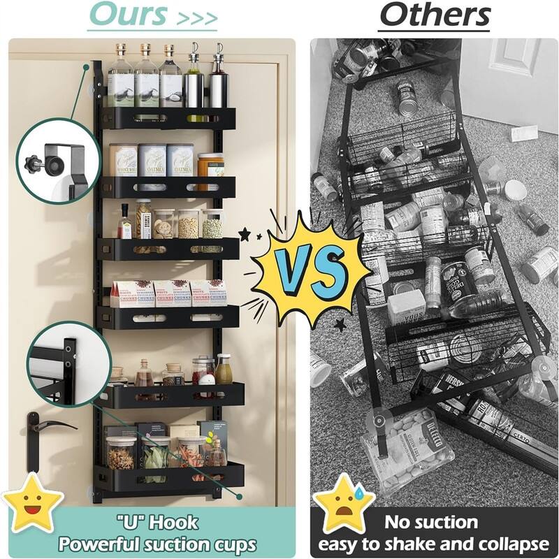 6Tier Over the Door Pantry Organizer - 7"D x 16.5"W x 51.6"H