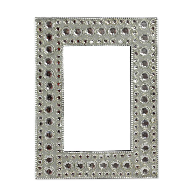 Novica Handmade Silver Glitz Bejeweled Photo Frame (4X6)