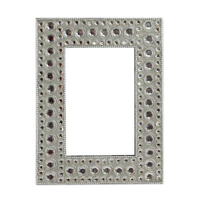 Novica Handmade Silver Glitz Bejeweled Photo Frame (4X6)