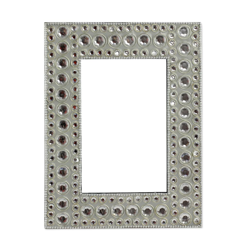 Novica Handmade Silver Glitz Bejeweled Photo Frame (4X6)