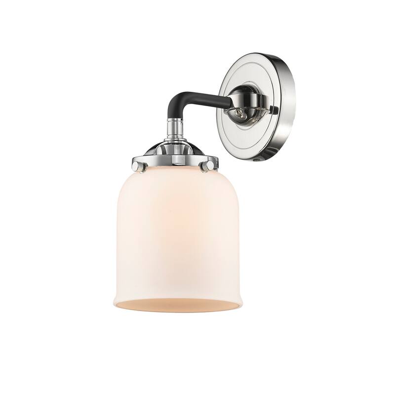 Innovations Lighting Small Bell Single Light 9" Tall Bathroom Sconce - Black Polished Nickel / Matte White Cased