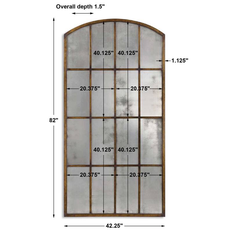 Uttermost Amiel 82" X 42" Oversized Windowpane Farmhouse Arched Floor