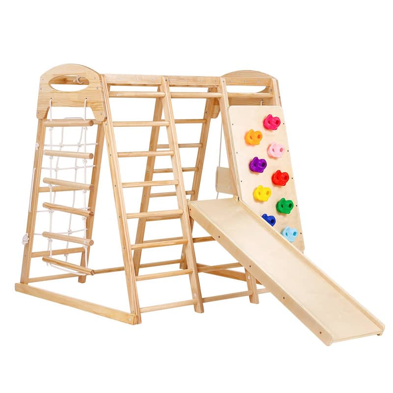 7-in-1 Wooden Toddler Climbing Toys Indoor Playground Suitable for Preschool or Home
