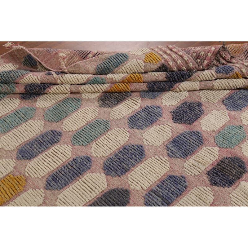 All-Over Moroccan Large Area Rug Hand-Knotted Wool Carpet - 11'7"x 16'1"