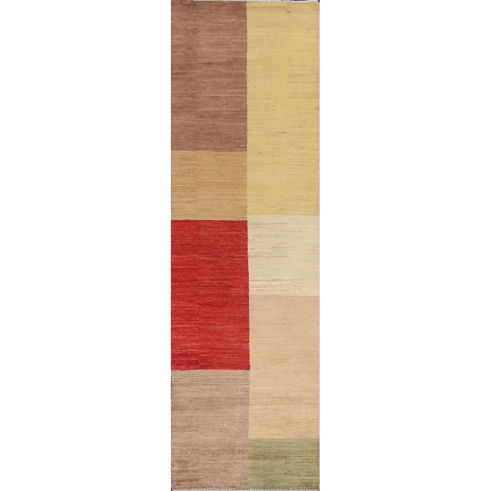 Contemporary Gabbeh Kashkoli Oriental Runner Rug Wool Handmade Carpet - 2'2" x 9'9"