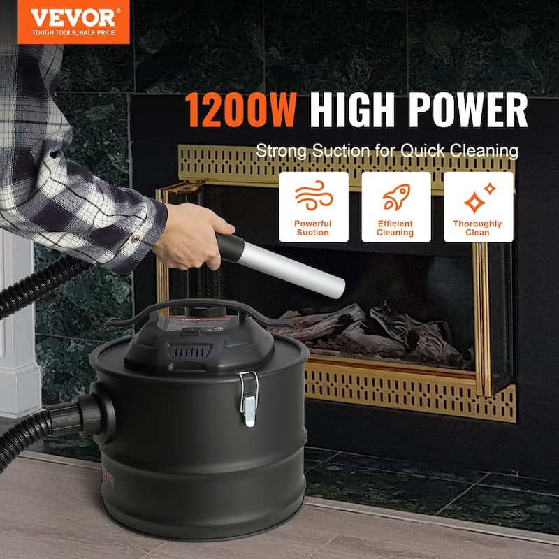 VEVOR Ash Vacuum Cleaner,4 Gallon with 1200W Powerful Suction,for