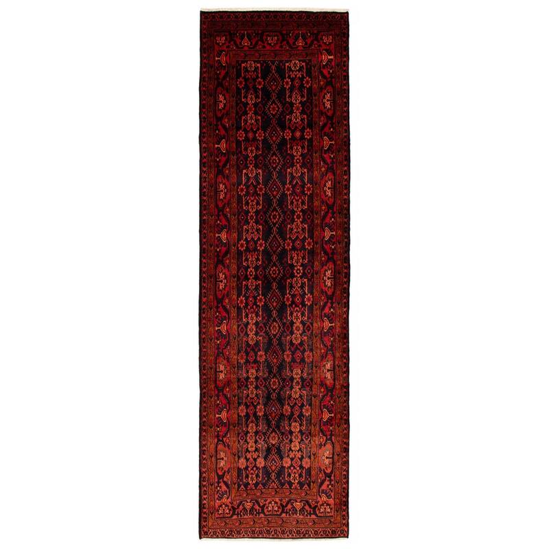 ECARPETGALLERY Hand-knotted Andelz Navy, Red Wool Rug - 3'10 x 13'9 - Dark Navy/ Red - 3'10 x 13'9