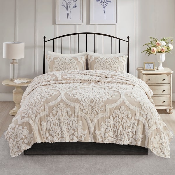 Madison Park Aeriela Tufted Cotton Chenille Damask Coverlet Set Bed