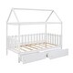 preview thumbnail 8 of 7, Twin Size Modern Solid House Bed with Fence-shaped Guardrail and 2-Drawers