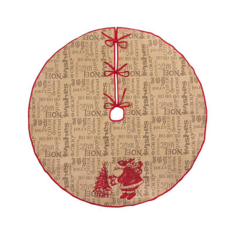 Manor Luxe, Saint Nick Xmas With Printed Burlap Collection Tree skirt 56" - 56 in - 56 in