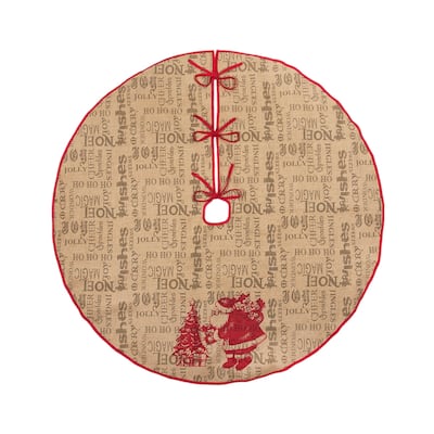 Manor Luxe, Saint Nick Xmas With Printed Burlap Collection Tree skirt 56" - 56 in