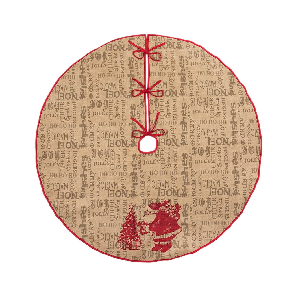 Manor Luxe, Saint Nick Xmas With Printed Burlap Collection Tree skirt 56" - 56 in
