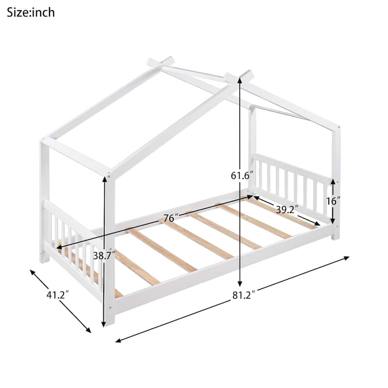 Twin Pine House Platform Bed with Headboard & Footboard