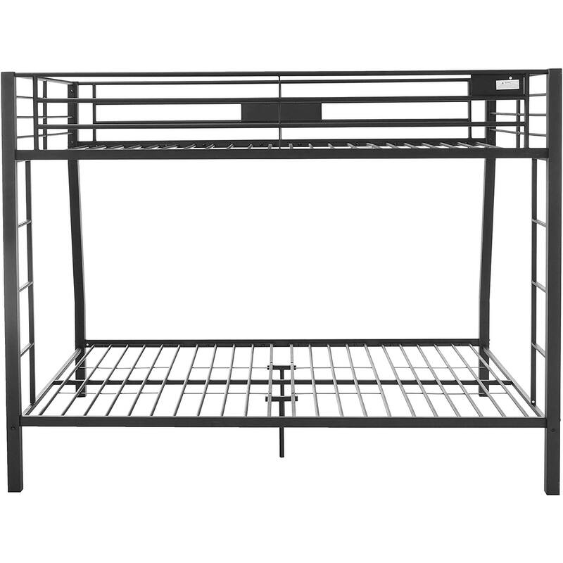 Contemporary Metal Tube Full XL over Queen Bunk Bed with Side Double