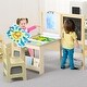 preview thumbnail 1 of 5, Wooden Easel for Kids, Kids Art Table and 2 Chairs Natural