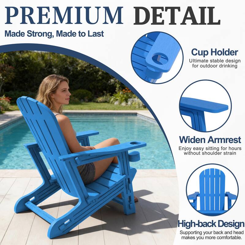 Outdoor All Weather Adirondack Chairs with Movable Footrests, Set of 5/3.