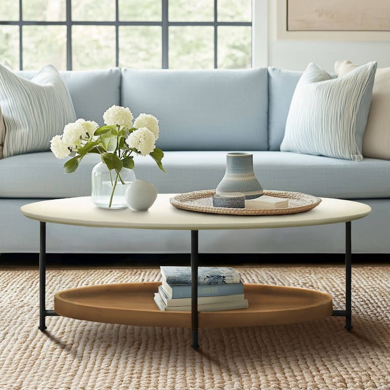 Madison Park Beaumont White/ Natural Coffee Table - White/ Natural