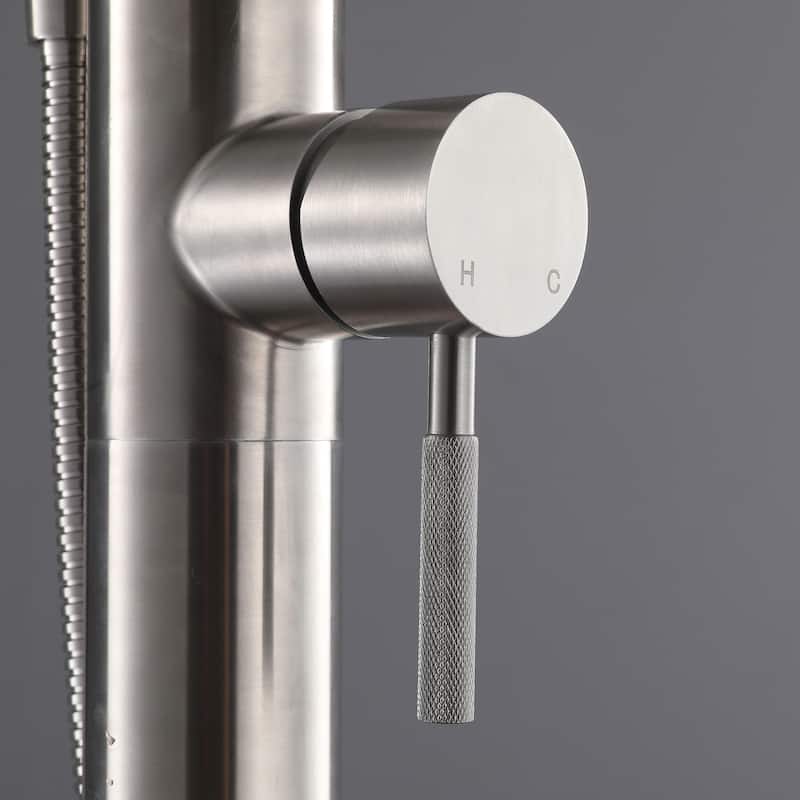 89"H Stainless Steel Freestanding Outdoor Shower with Handheld shower