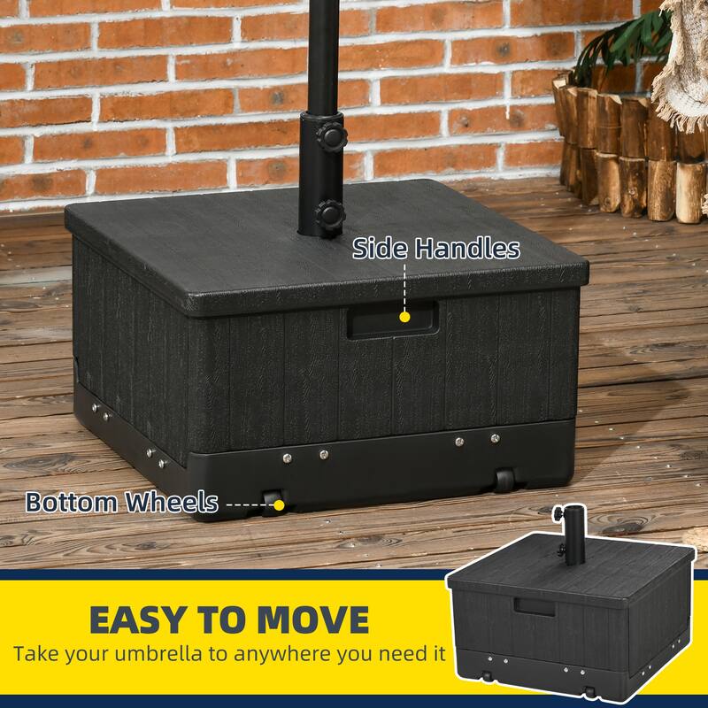 Outsunny 3-in-1 Outdoor Umbrella Base, Coffee End Table, Planter Box with Drainage, 175lbs Capacity Patio Umbrella Stand Table