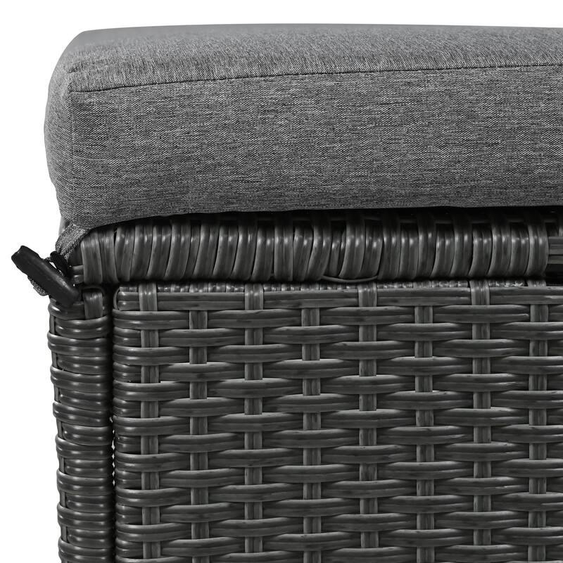All Weather Outdoor PE Wicker Conversation Set of 5, L Shaped Patio Rattan Sectional Sofa Set with 2 Extendable Side Tables