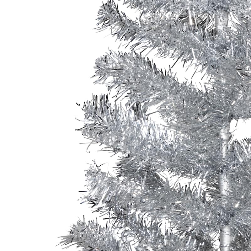 Artificial Tinsel Christmas Tree - 3' - Silver - Unlit - 3 Foot