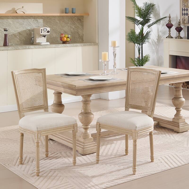 2PCS Rattan Back Dining Chairs