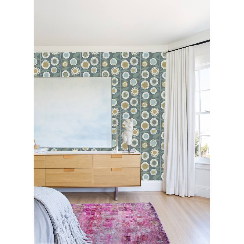 A-Street Prints Sisu Grey Floral Geometric Wallpaper