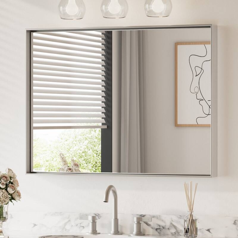 Keonjinn Aluminum Framed Wall Mount Bathroom Vanity Mirror