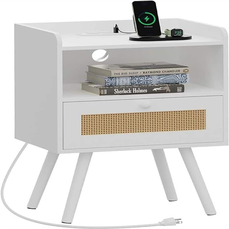 Nightstand with Solid Wood Feet