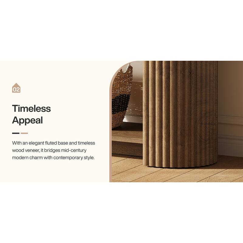 63" Fluted TV Stand, Farmhouse Entertainment Center Media Console Stand