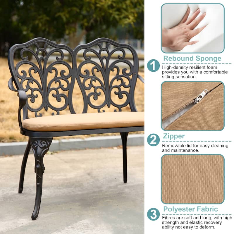 33.8 inch Aluminum Outdoor Butterfly Loveseats Garden Bench for Park,Yard