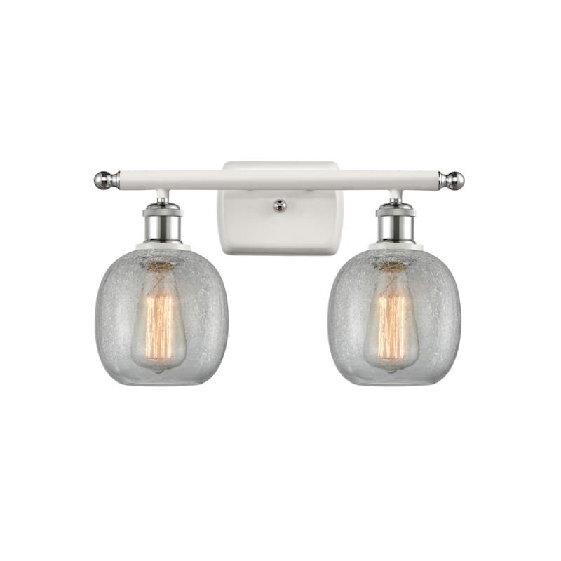 Innovations Lighting Belfast 2 Light 16" Wide Bathroom Vanity Light - White and Polished Chrome / Clear Crackle