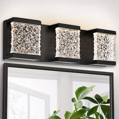 15" 3-Light LED Vanity Light with Crystal Glass