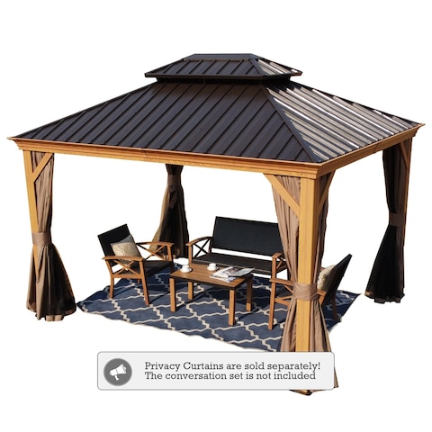 Kozyard Apollo Wood-look Aluminum 10x12-foot Hardtop Gazebo with Net