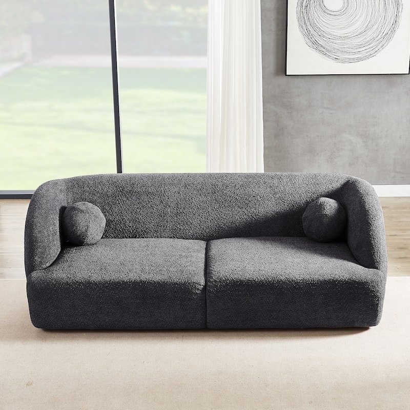 Quern Japandy Style Luxury Comfy Modern Boucle Fabric Curved Sofa