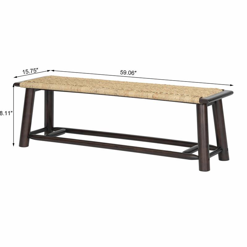 3-Seater Rattan Bench - Moisture-Resistant Hardwood Frame